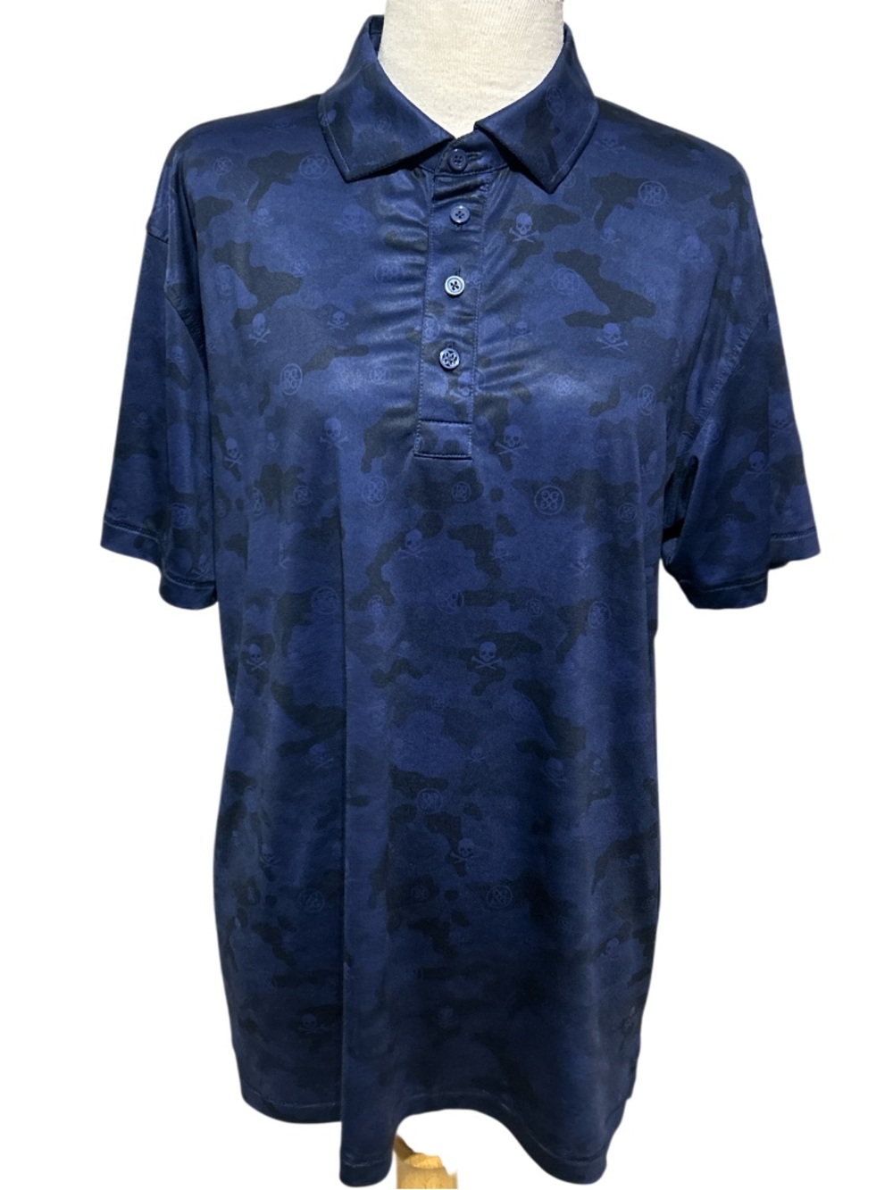 G/FORE CAMO TECH JERSEY POLO BLUE SIZE MEDIUM